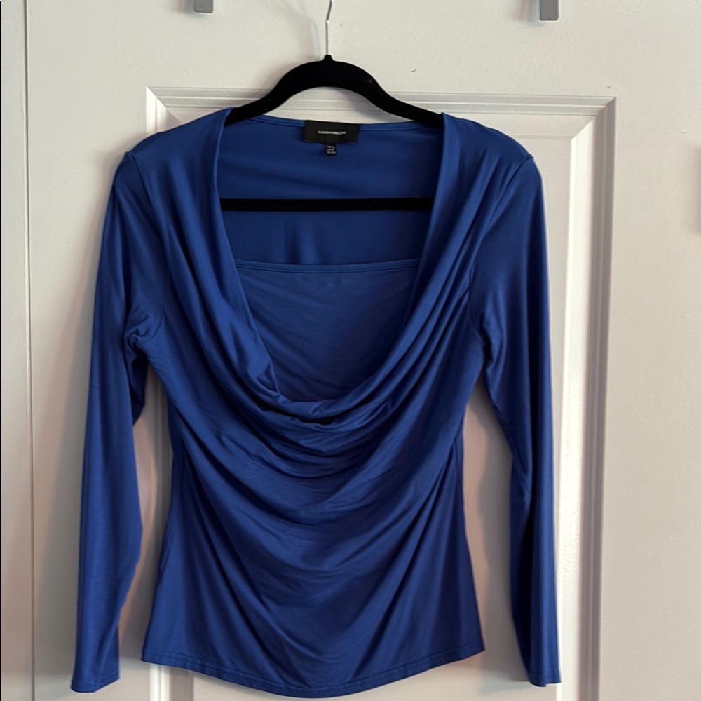 Blue Karen Millen Ruched Long Sleeve Blouse